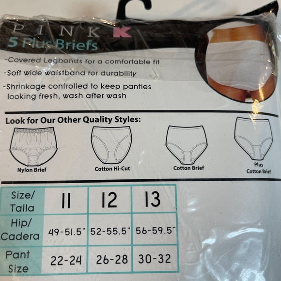 Kmart PINK Briefs Underwear Womens Plus Sz 13 Cotton 5 Pack Pink Black Floral - Picture 9 of 13